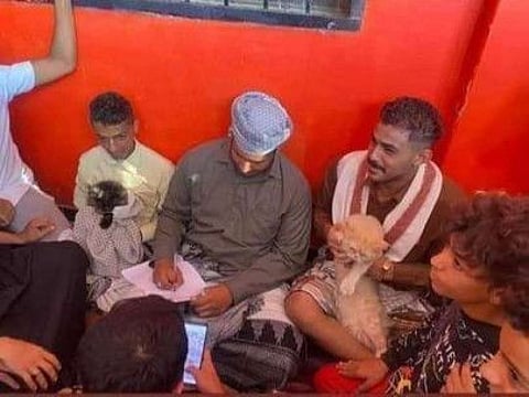 Wedding ceremony underway in Yemen's Aden.