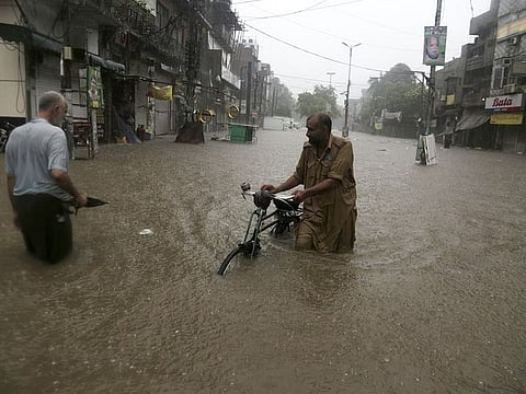 Low-lying areas in Lahore submerged in rain water.