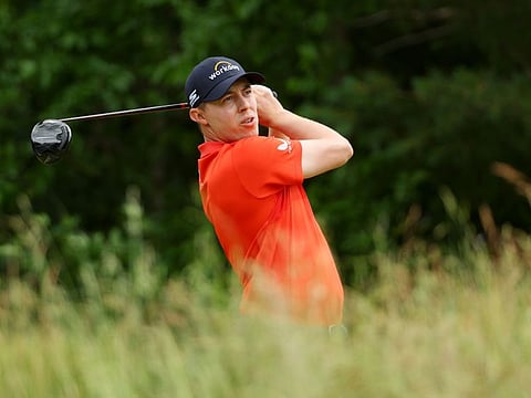 Matt Fitzpatrick of England plays his shot from the fifth tee during the third round of the 122nd U.S. Open Championship at The Country Club in Brookline, Massachusetts.