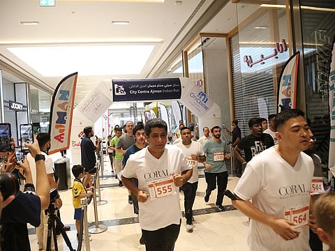 Participants in action during the City Centre Ajman Indoor Run 2022.