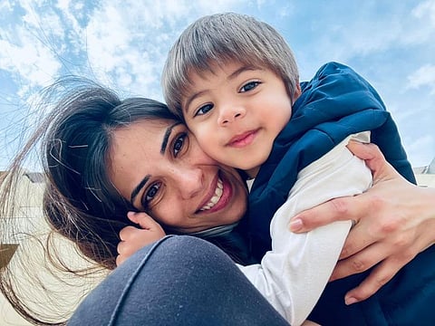 Rana Awkal with her son