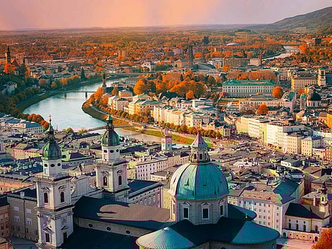 An aerial view of Vienna city.