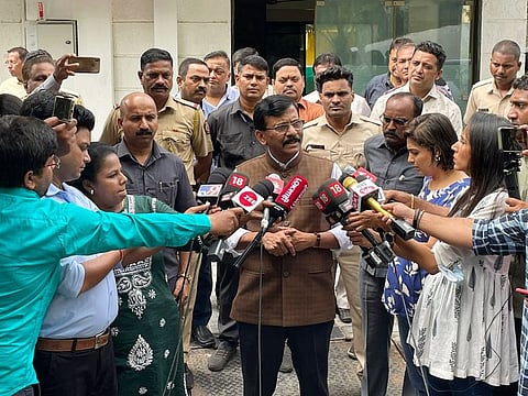 Shiv Sena leader Sanjay Raut speaks to the media on Maharashtra Political crisis, in Mumbai on Thursday, June 23, 2022.