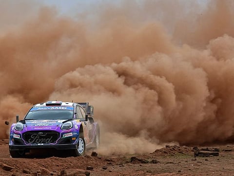 French driver Sebastian Loeb steers his car during the Super Special Stage of Safari Rally Kenya 2022, the sixth round of the FIA World Rally Championship, in Nairobi on Thursday.