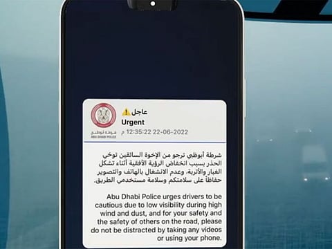 Abu Dhabi Police urge motorists to use smart app to stay informed about any road emergencies.