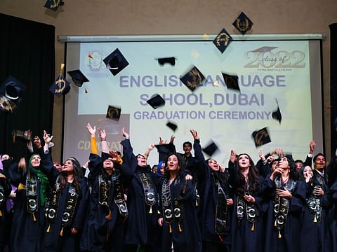 Students enjoy the celebrations at the English Language Private School Dubai 2022 Graduation ceremony at the Pakistan Association Dubai on 22nd June, 2022. Photo Clint Egbert/Gulf News