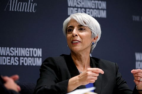 Arati Prabhakar takes part in an onstage interview at the Washington Ideas Forum in Washington in a file photo.