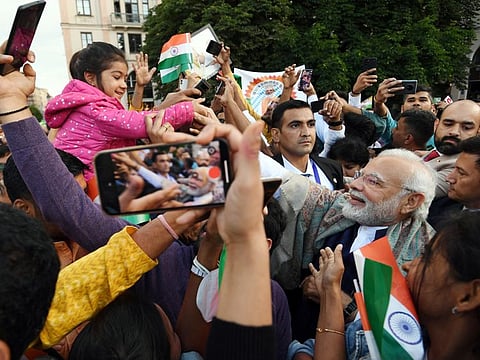 Indian Prime Minister Narendra Modi receives a warm welcome from Indian diaspora in Munich on Sunday.