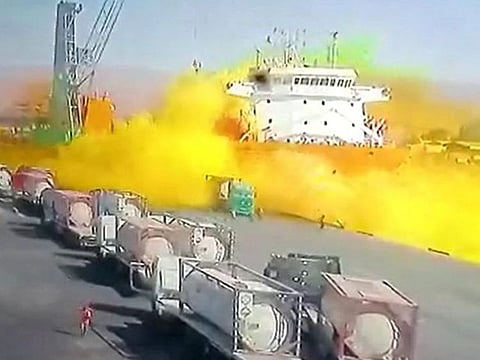 The moment the toxic gas leaked at Aqaba port.