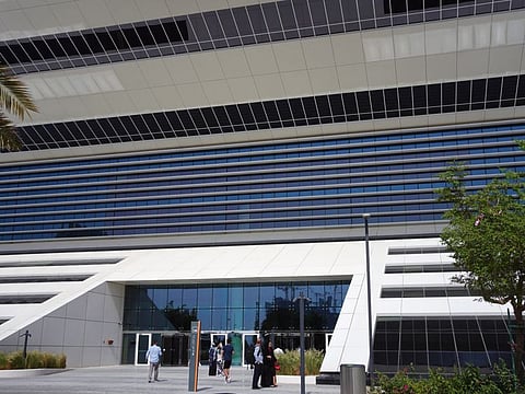 Visitors explore Mohammed bin Rashid Library in Dubai.