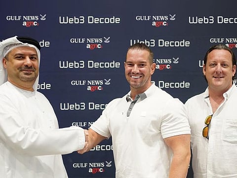 From left: Dr Marwan Al Zarouni, CEO of Dubai Blockchain Centre; Ryan Howells, Founder and CTO of The Rare Antiquities; Stuart Paterson, COO of The Rare Antiquities