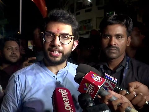Maharashtra Minister and Shiv Sena leader Aaditya Thackeray speaks to the media on the Political Crisis in the State, in Mumbai on Monday, June 28, 2022.