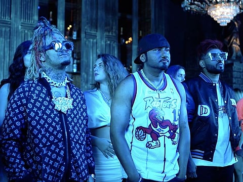 Lil Pump, Yo Yo Honey Singh and DJ Shadow during the shoot of 'Casanova'