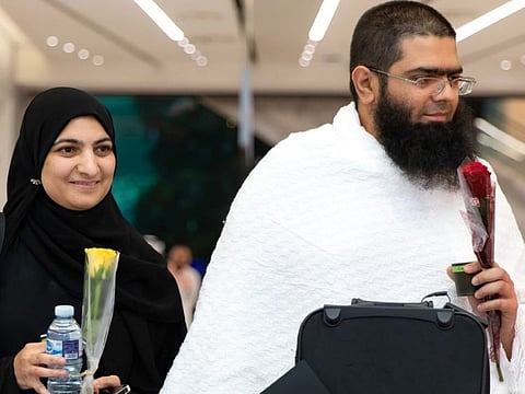 Pilgrims from Europe arrive at the King Abdul Aziz airport in Jeddah earlier this week.