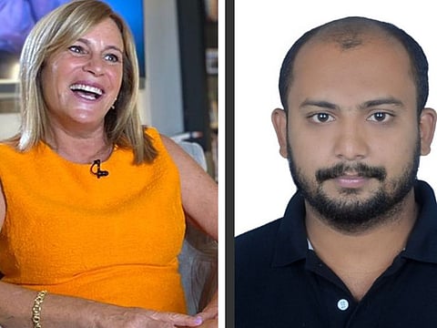 Expatriates Asuncion Lopez (left) and Raheem P.K., who won Dh77,777 each in the latest round of Emirates Draw in Dubai.