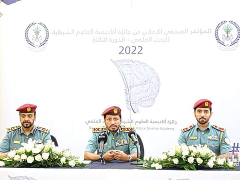 Sharjah Police officials announce details of the Scientific Research Award 2022.