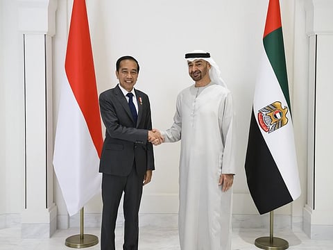 President His Highness Sheikh Mohamed bin Zayed Al Nahyan witnessed the signing of the UAE-Indonesia Comprehensive Economic Partnership Agreement, alongside Indonesian President Joko Widodo in Abu Dhabi today.