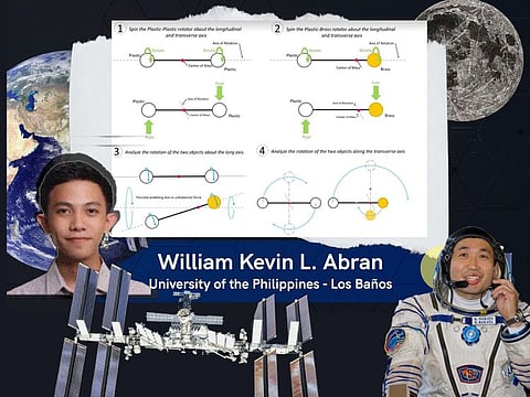 Space research proposal made by Filipino physics major William Kevin Abran (left) of the University of the Philippines, involves an experiment on long-term stability of dumbbell-shaped objects’ rotations in space. The experiment, to be conducted by Japan Aerospace Exploration Agency (JAXA) astronaut Koichi Wakata (right) later this year, could have far-reaching implications in space science.