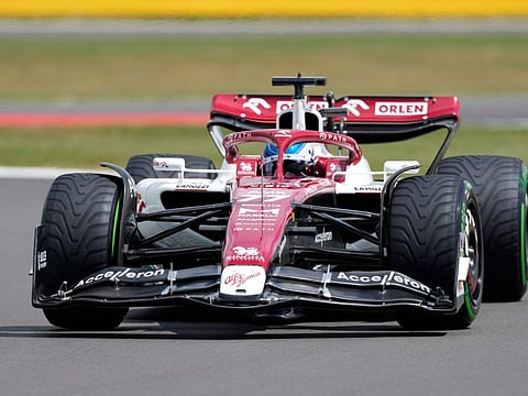 Alfa Romeo driver Valtteri Bottas of Finland steers his car during the first free practice for the British F1 Grand Prix at the Silverstone circuit on Friday.