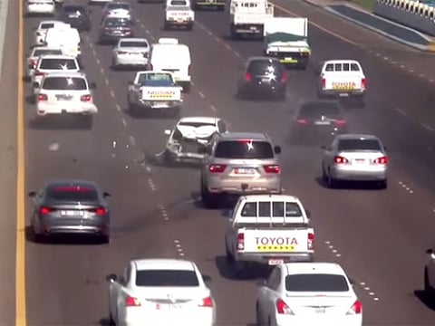 Video grab of a video release by Abu Dhabi Police showing how inattentive driving leads to accidents.