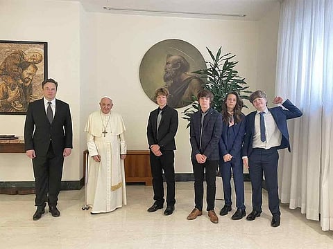 Musk's four teenage boys were also with him while meeting the Pope, but not his 18-year-old transgender daughter.