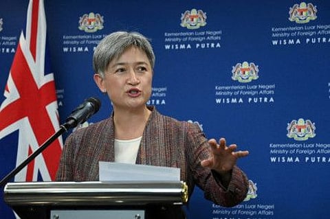 Australian Foreign Minister Penny Wong speaks during a news conference during her meeting with Malaysian counterpart Saifuddin Abdullah in Putrajaya, Malaysia, June 28, 2022.
