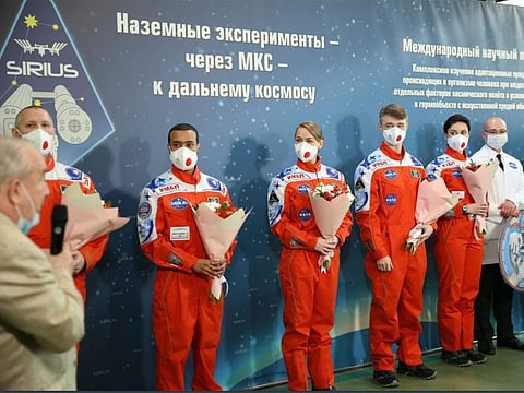 Five members of the SIRIUS-21 crew, including Saleh Al Amiri, on Sunday left the terrestrial experimental centre of the Russian Institute of Medical and Biological Problems after 240 days in isolation.