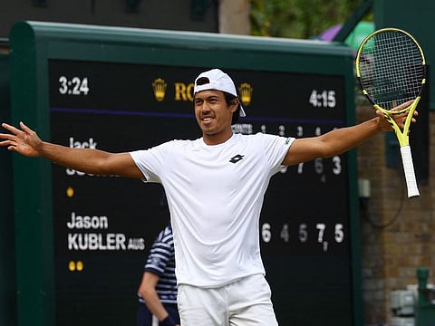 Australia's Jason Kubler reacts during his third round match against Jack Sock of the US.