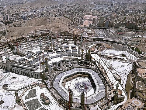 A picture taken on July 4, 2022 shows a view of the Kaaba (centre) at the Grand Mosque, in Mecca, as Saudi Arabia hosts some one million people, including 850,000 from abroad, for the Hajj pilgrimage, a key pillar of Islam that all able-bodied Muslims are required to perform at least once in a lifetime.