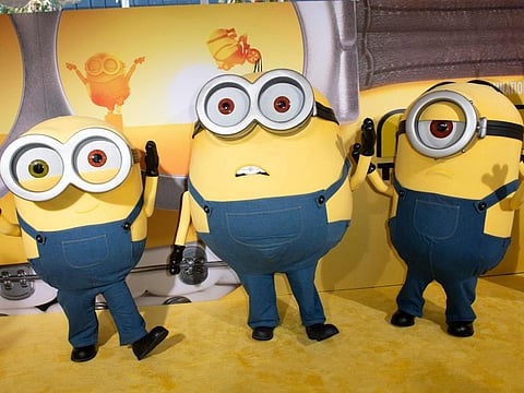 Minions Bob, Otto and Stuart attend the Fans Premiere of Illumination and Universal Pictures' "Minions: The Rise of Gru"