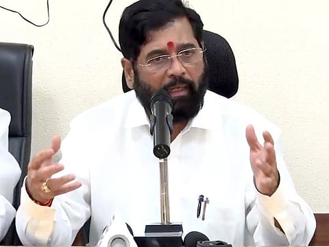 Maharashtra Chief Minister Eknath Shinde addressing a press conference, in Mumbai on Monday, July 4, 2022.