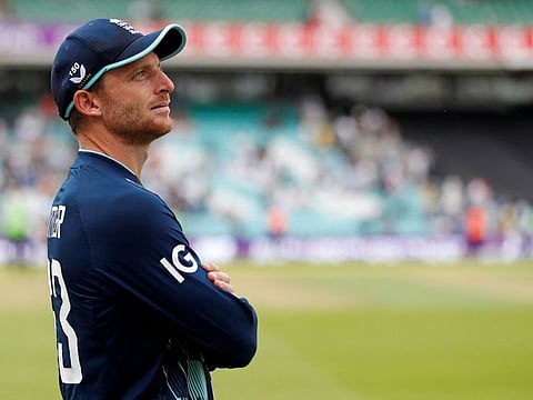 Seen better days... England's Jos Buttler looks dejected after the ODI cricket match against India at The Oval in London. India won by 10 wickets, with 188 balls remaining.