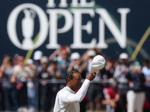 Tiger Woods of the US reacts on the 18th during the second round of the 150th Open Championship at St Andrews, Scotland. Woods has hinted that it might have been his last appearance there.