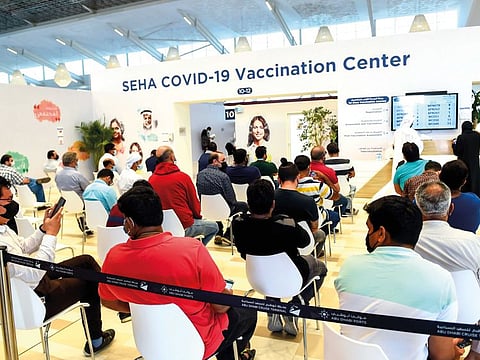 Residents wait for their turn at a SEHA COVID-19 vaccination centre in Abu Dhabi. Picture for illustrative purposes only.