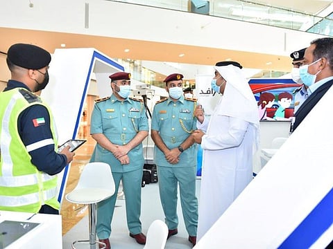 The awareness exhibition includes photos of traffic accidents and mistakes commonly committed by motorists