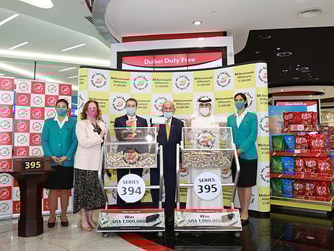 The DDF draw being held at at Terminal 3, Concourse A, of Dubai International Airport on Wednesday.