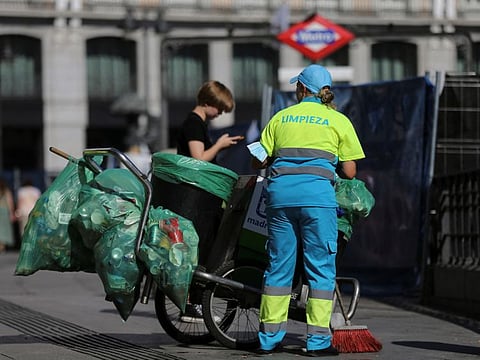A street-sweeper works, amid the second heatwave of the year, in Madrid, Spain July 20, 2022.