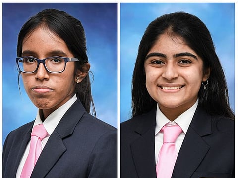 Sahana Rahim (L) and Pranieti Ahuja (R) from GEMS Modern Academy in Dubai were the UAE toppers with both scoring 99.25% in their Class 12 exams for Indian School Certificate (ISC)