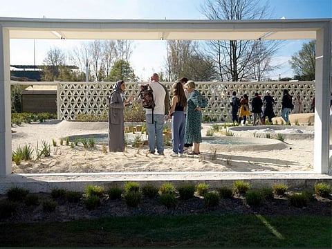 The UAE Pavilion at the expo is entitled Saltwater Cities - where land meets sea and includes a saltwater garden showcasing biosaline agriculture system, a halophyte gallery and an immersive installation offering a multi-sensory experience to visitors.