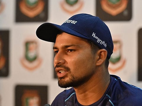 Newly appointed Bangladesh's T20 captain Nurul Hasan Sohan speaks during a news conference held at Sher-E-Bangla Stadium in Dhaka.