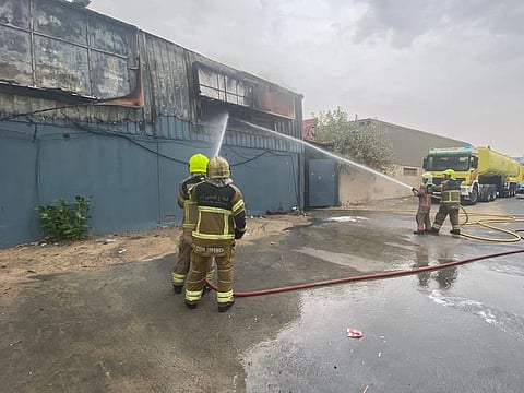 Firefighters from Nad Al Sheba station were first to reach the site in six minutes, followed by support from Rashidiya and Al Quoz stations