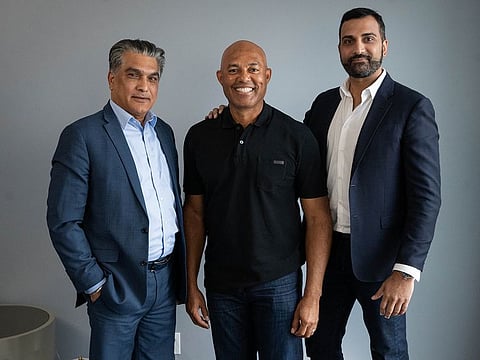 Kanwal Sra with Mariano Rivera and Kash Shaikh.