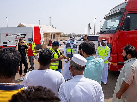 The Integrated Transport Centre in Abu Dhabi, Al Masaood, Bridgestone and RoadSafetyUAE teamed up for the raod safety initiative for truck drivers