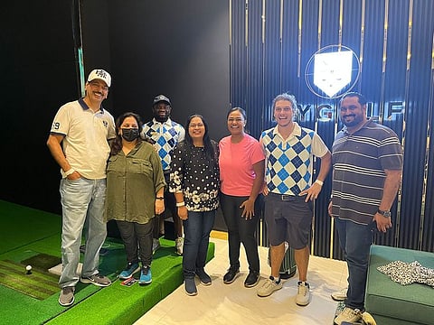 Gulf News subscribers with MyGolf Dubai Pros and Zenia Wivou, MyGolf Dubai Ambassador, at one of the Group Golf Clinics.