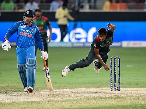Rubel Hossain of Bangladesh bowls against India in the Unimoni Asia Cup 2018 match at Dubai International Cricket stadium. India are in Group A while Bangladesh in Group B.again on