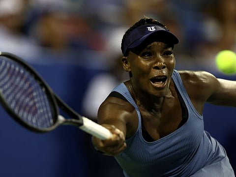 Venus Williams of the United States was beaten by Rebecca Marino of Canada during Day 3 of the Citi Open at Rock Creek Tennis Center in Washington, DC.