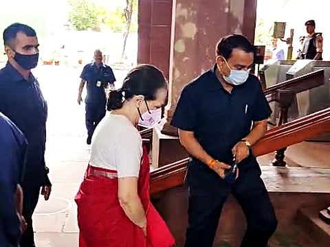 Congress leader Sonia Gandhi attends the proceedings of Lok Sabha on the first day of the Monsoon Session of Parliament, in New Delhi on Monday