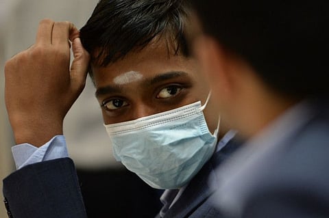 Indias Praggnanandhaa gestures during his round 7 game against Cuba team at the 44th Chess Olympiad 2022 in Mahabalipuram on Friday.