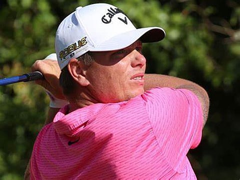 Callum Shinkwin on course today in Wales on the DP World Tour.