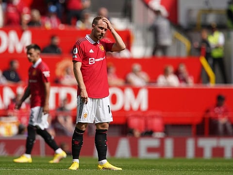 Poor show... Manchester United's Christian Eriksen was one of many who failed to stamp their authority on the game against Brighton at Old Trafford stadium in Manchester, England.